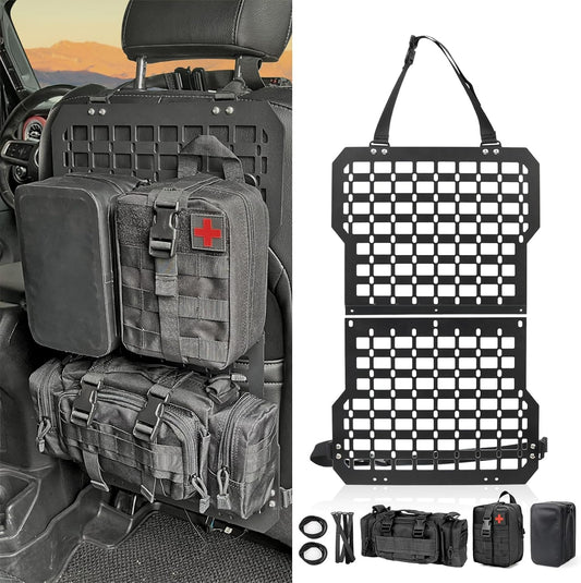 Tactical Truck Organizer with MOLLE Panel and 3 Storage Bags - Modular Tailgate Panel Vehicle Seat Cover