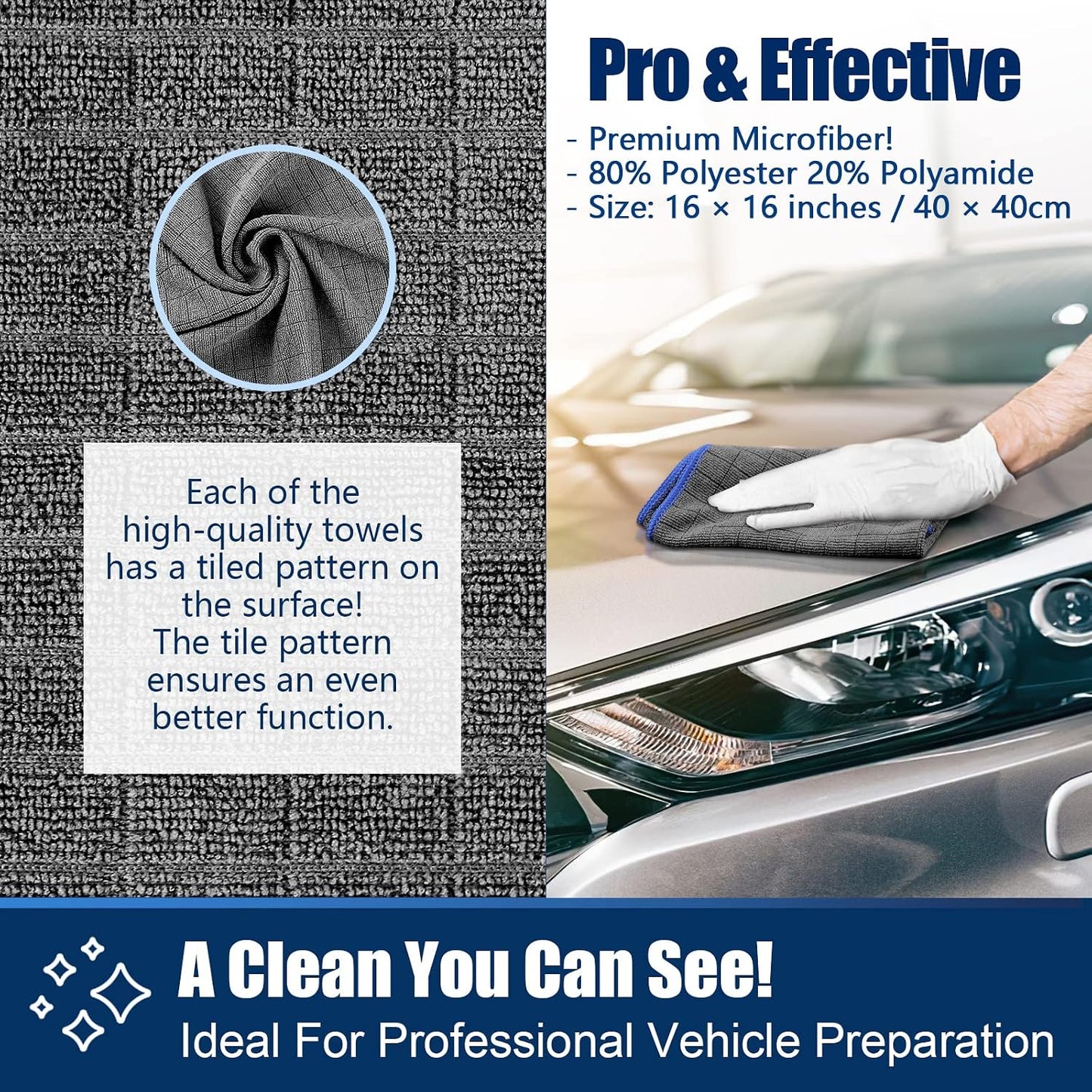 Airlab Glass Polishing Cloth Lint Free Microfiber Cleaning Rags, Pack of 6 and Microfiber Towels for Cars Wash & Drying All-Purpose Cleaning Cloths, Pack of 8