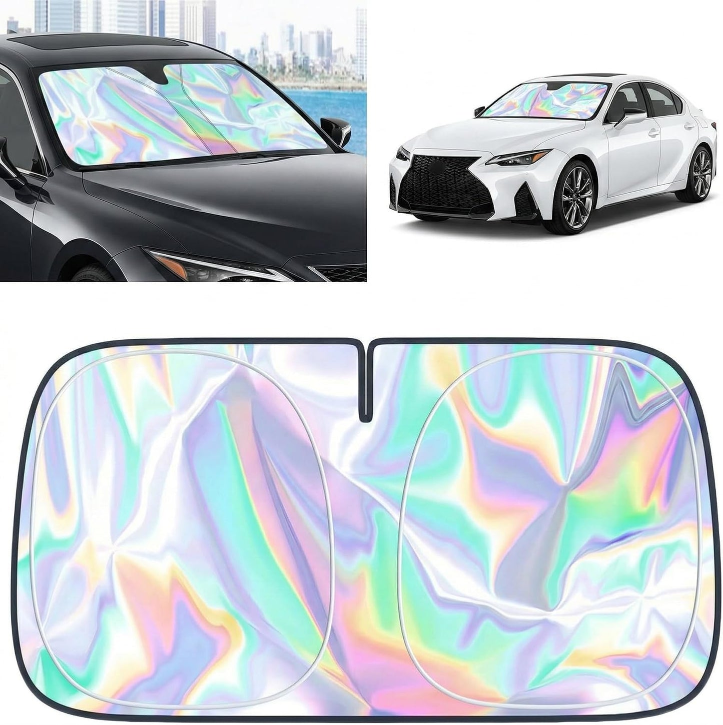 for Ford Escape 2013-2026 Windshield Sun Shade - Foldable Windshield Cover Sun Shade for Escape Accessories Protect Car from Sun Rays Overlapping UV Reflective Window Sunshade