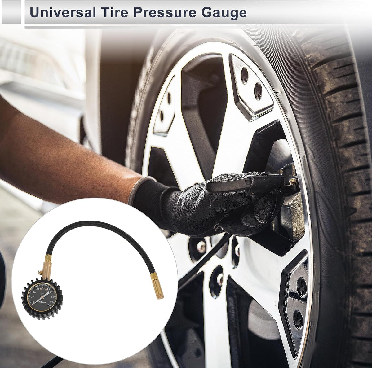 1Pc Universal Tire Pressure Gauge 0-100 PSI 2.56" Digital Pressure Gauge with Gear Sleeve Tyre Air PSI Meter for Motorcycle SUV Truck