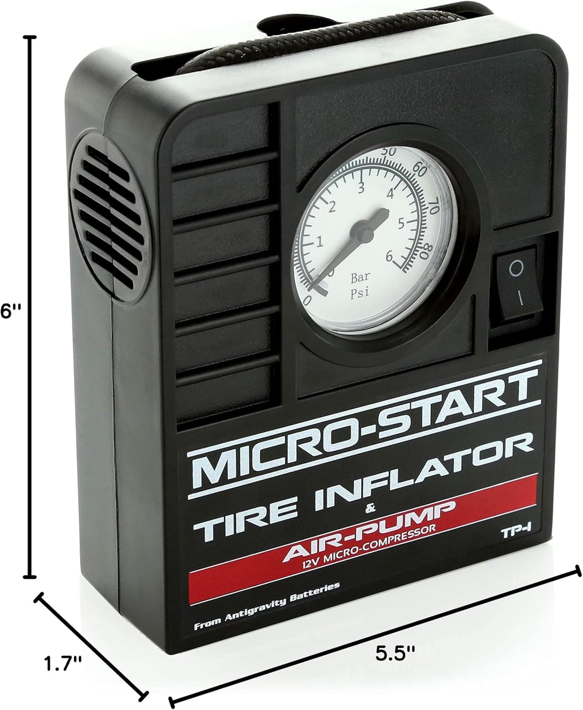 Antigravity Batteries Mini Tire Inflator for use with Motorcycles, ATV, UTV, Bikes,Small Cars. Easy to Carry for ADV and Touring Bikes