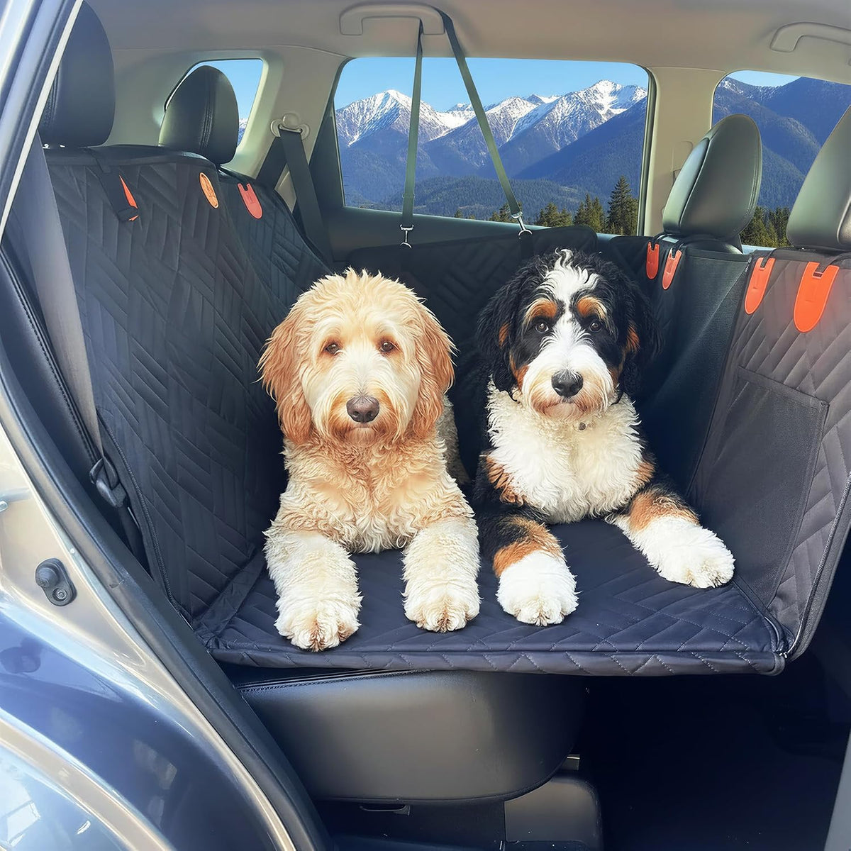 Dog Backseat Extender with Hard Bottom – Waterproof Pet Travel Platform - Nonslip Rear Seat Cover - Car Hammock Bed for Cars SUVs & Small Trucks