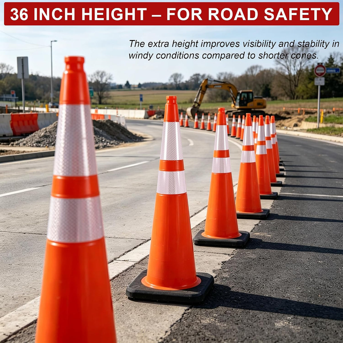 OrangeStar 36" Traffic Cones 6-Pack Orange Safety Cones