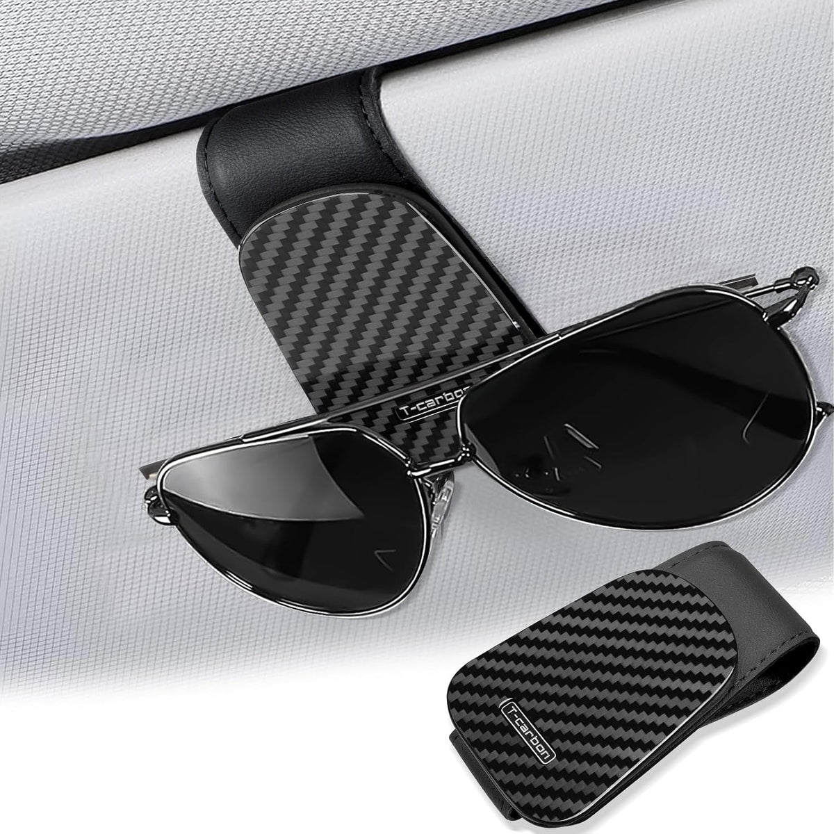T-carbon Sunglass Holder for Car Sun Visor