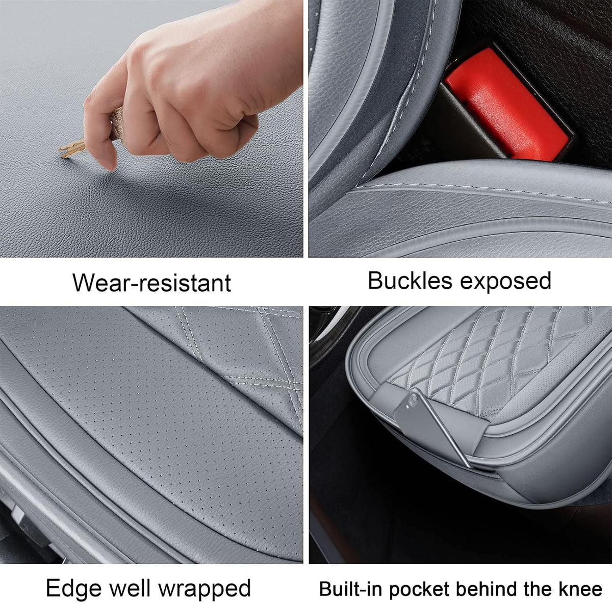 MIROZO Car Seat Covers Full Set,Leather Seat Cover for Sedan, Truck,SUV