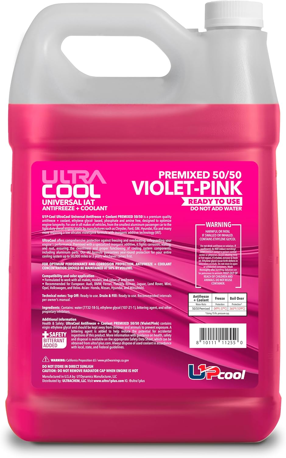 ULTRA 1PLUS IAT Universal Antifreeze + Coolant Premixed 50/50 Violet-Pink