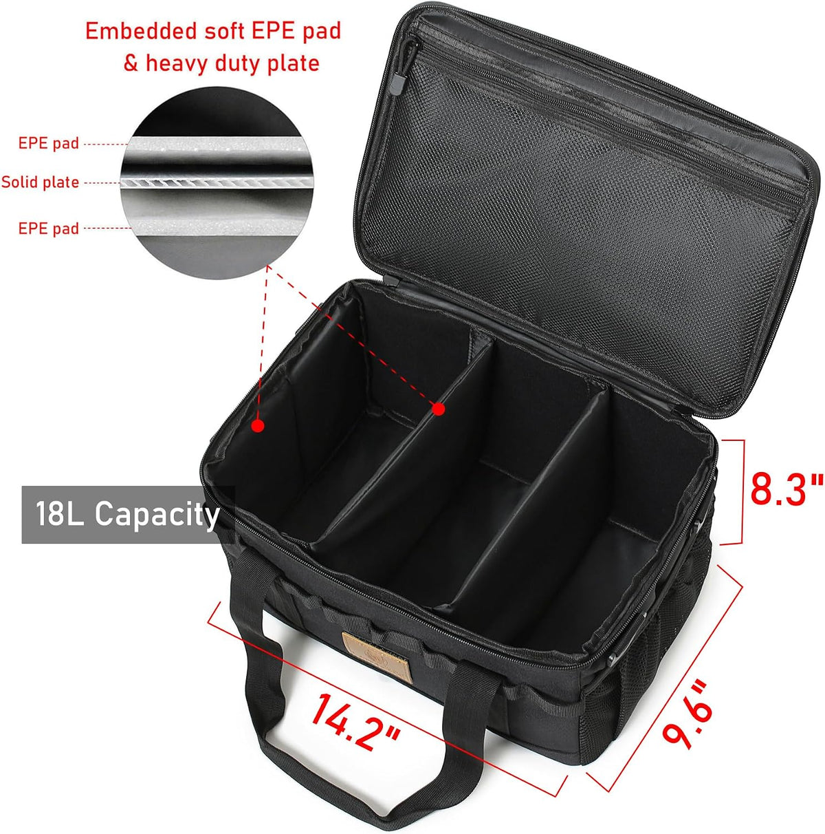Tactical Camping Storage Bag 18L Tactical Utility Tote Bag Camping Cookware Organizer Trunk Organizer (Black)