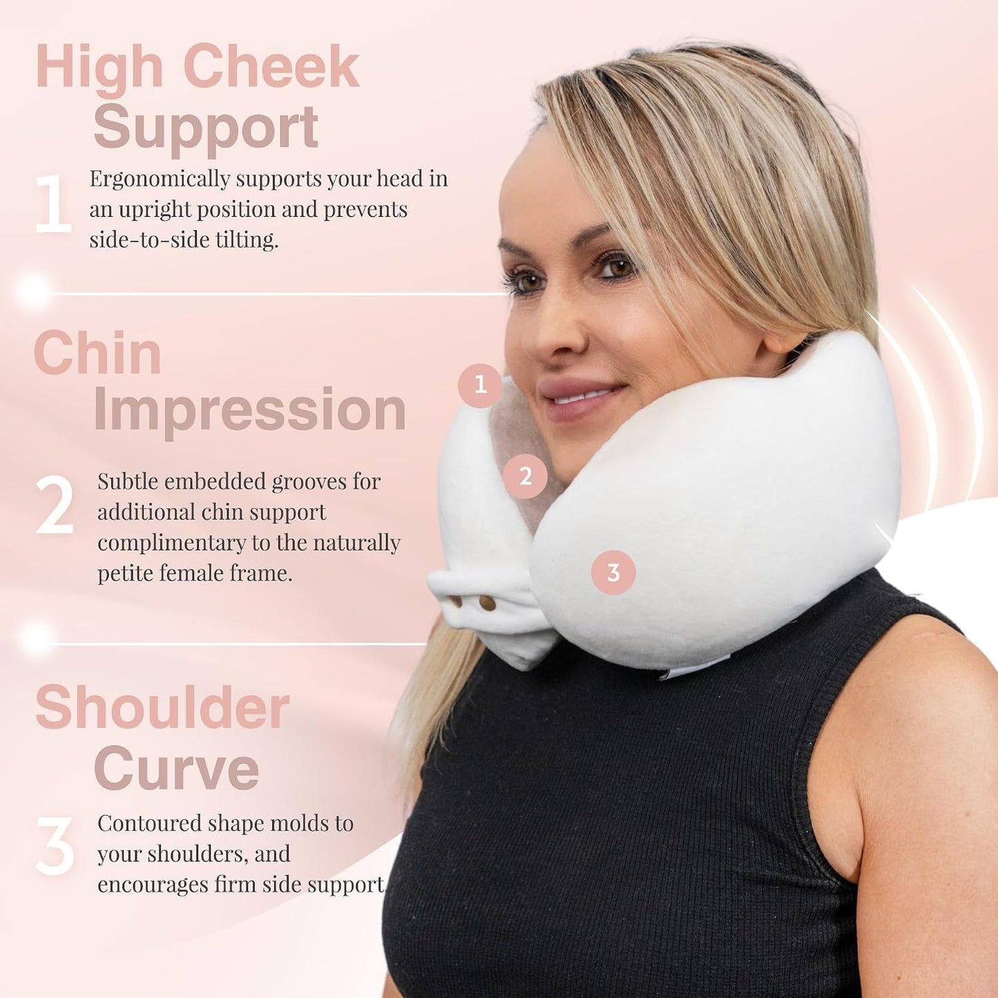 Women's Small Fitted Neck Pillow for Traveling, Memory Foam Travel Pillow, Travel Neck Pillows for Airplanes, Travel Essentials for Flying, Car Essentials for Women, Plane Pillow in Ash