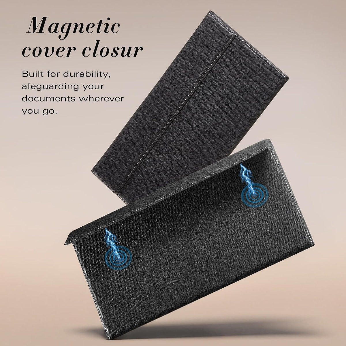 CoBak Leather Car Registration and Insurance Holder with Magnetic Compartment - Vehicle Glove Box Organizer for Driver License, Cards, Emergency Cash - Auto Truck Accessories Case, Cloth Black