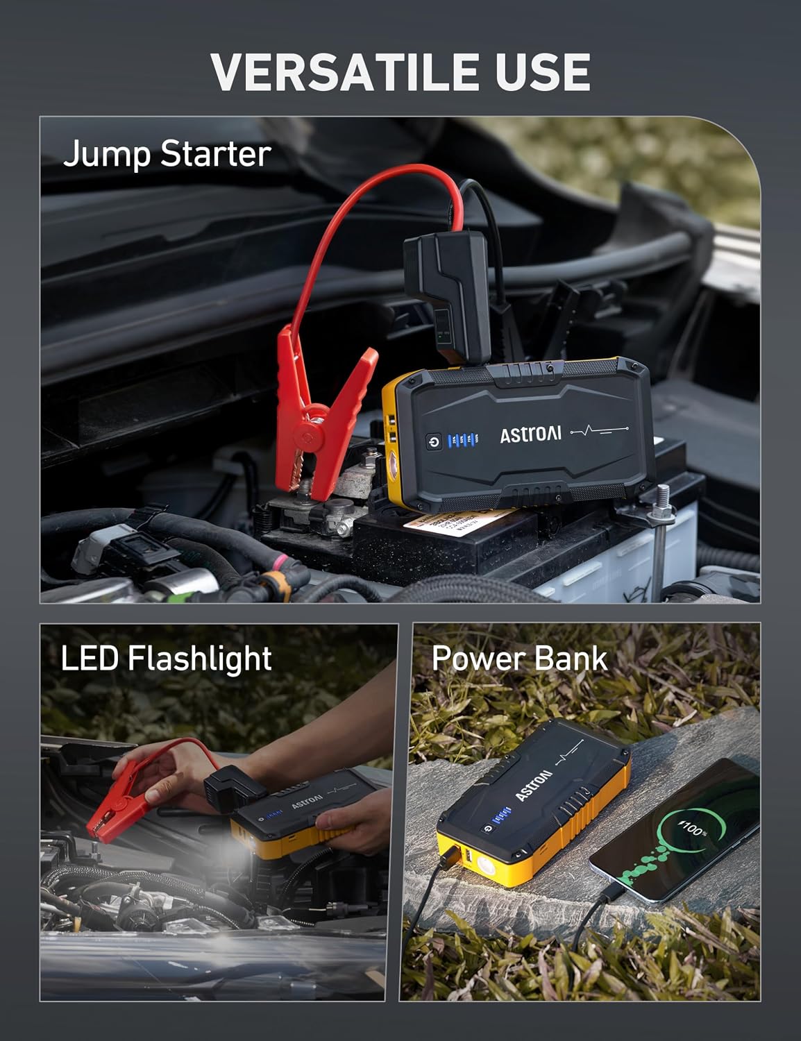 AstroAI S8 Car Battery Jump Starter 1500A – Portable 12V Lithium Jump Box