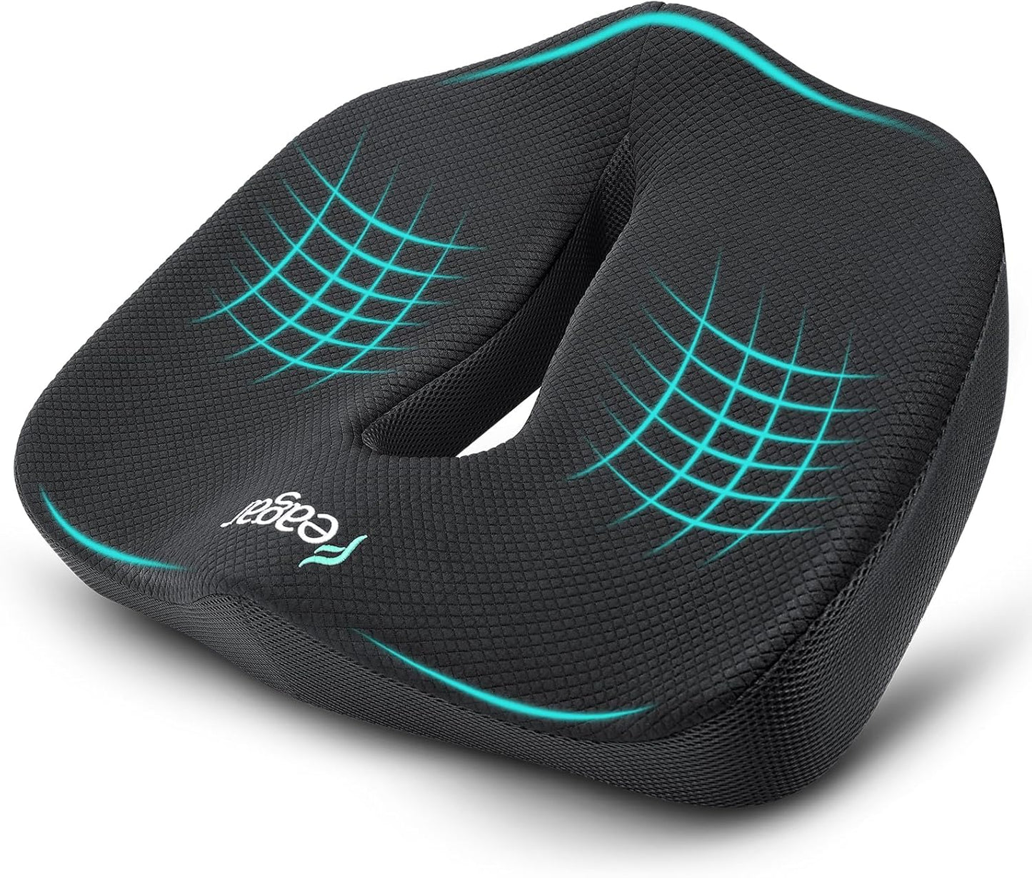 Feagar Extra Large Ergonomic Seat Cushion Memory Foam Seat Cushions for Office Chair, Car Seat and Wheelchair - Wedge Chair Pad for Hip & Lower Back Comfort Black