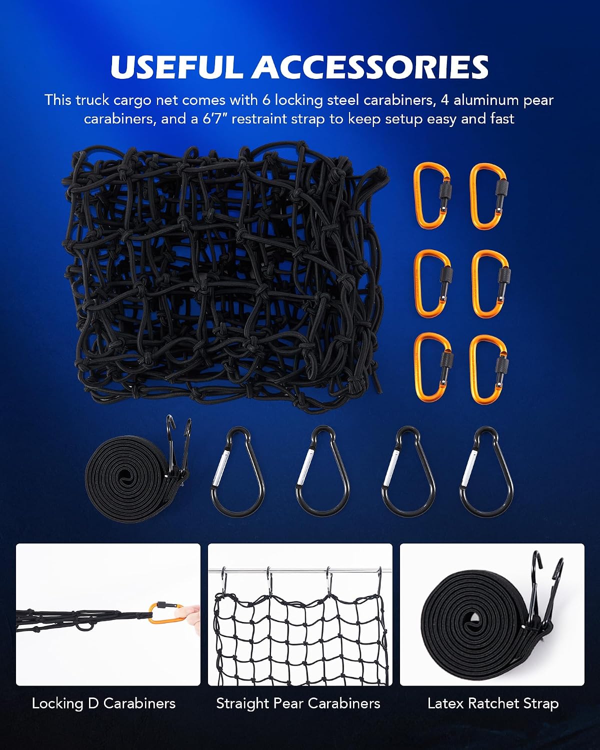 OMT 2x3ft Flat Webbing Cargo Net for Roof Rack & SUV Basket, 2x2in Mesh