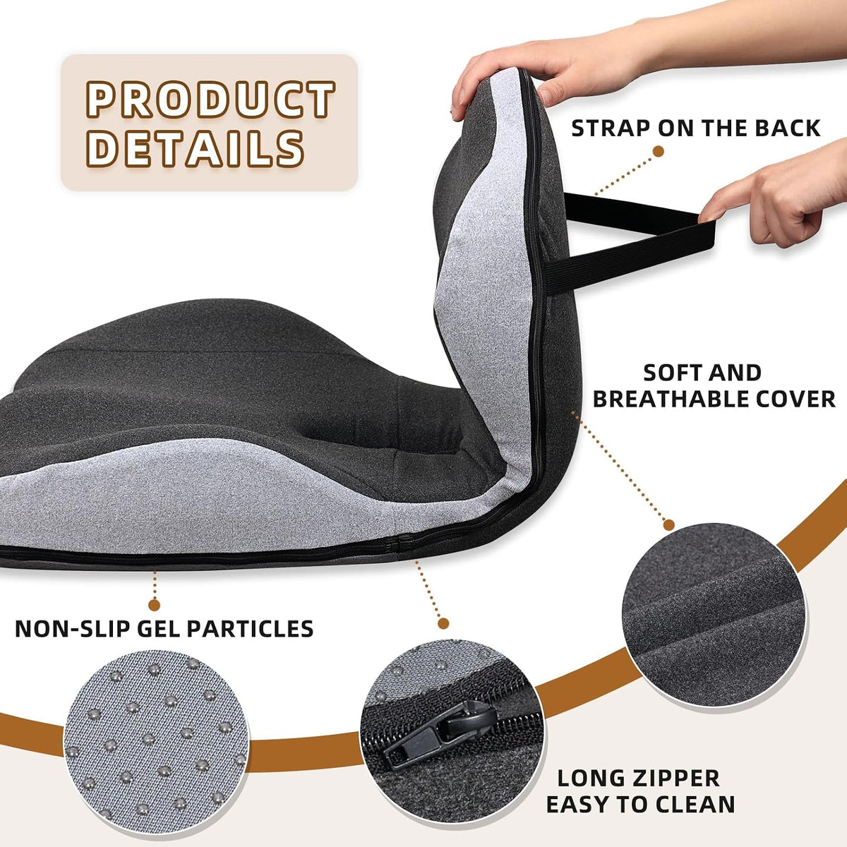 Dual-Layer Memory Foam Car Seat Cushions for Driving, with Lumbar Support