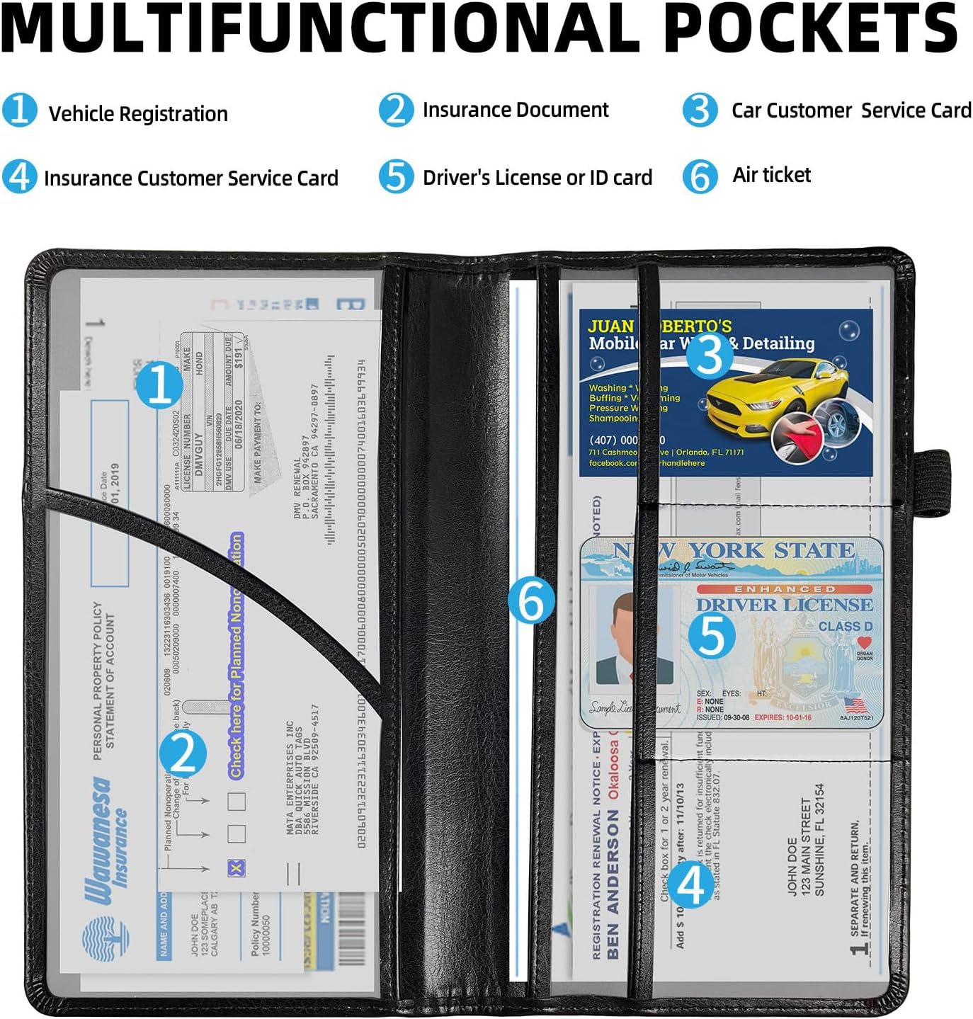 Car Registration and Insurance Holder for Women & Men Glove Box - Durable Auto Insurance Card Organizer with Easy Access,Holds Driver's License & Registration Cards,Howling Wolf
