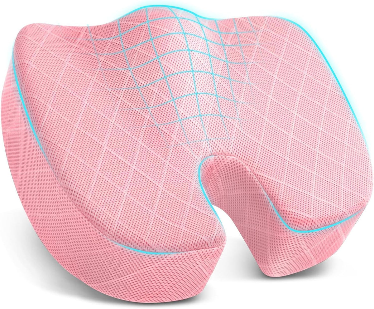 TushGuard Seat Cushion, Memory Foam Office Chair Cushion - Pink, X-Large