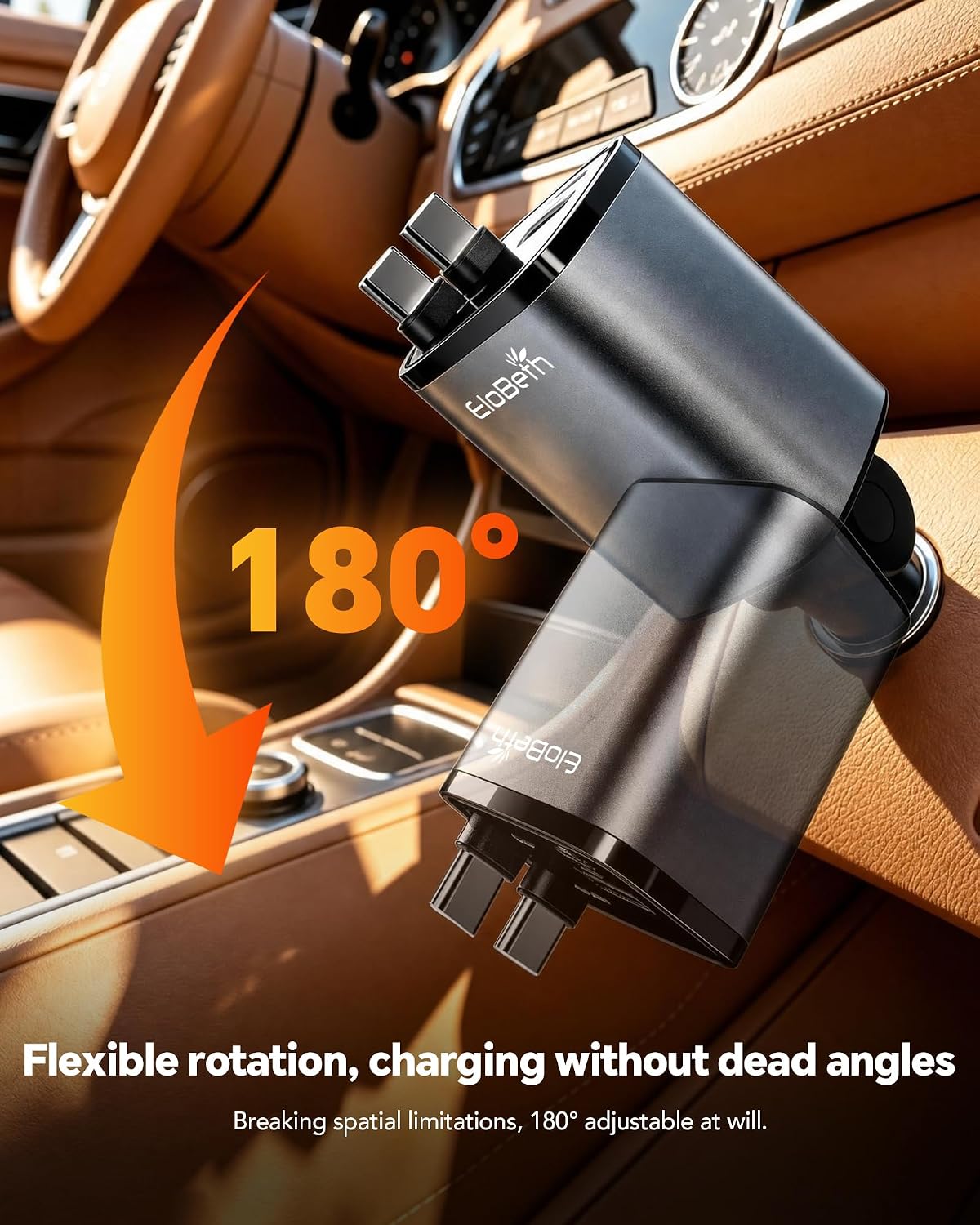 Retractable Car Charger for iPhone 18 Pro,75W Car Charger USB C Fast Charge