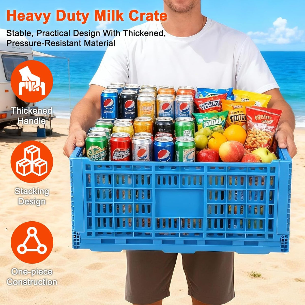 72L Collapsible Milk Crate with Handles,