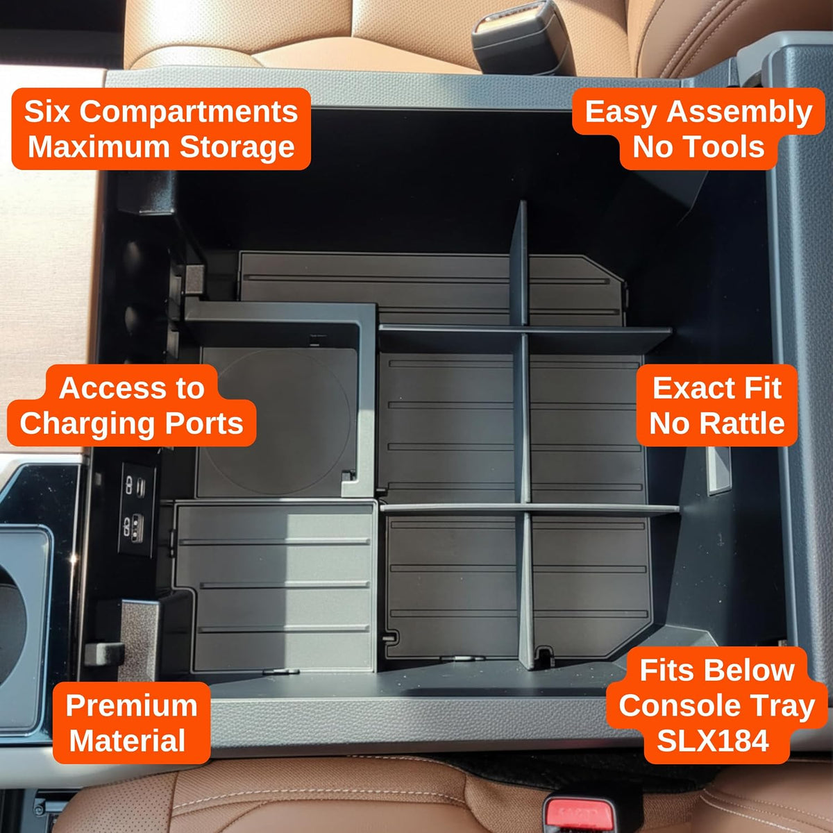 Vehicle OCD - Center Console Organizer for Toyota Tundra (2022-2026) / Toyota Sequoia (2023-2026) – Made in USA - NOT Compatible with Center Console Safe - SLX178