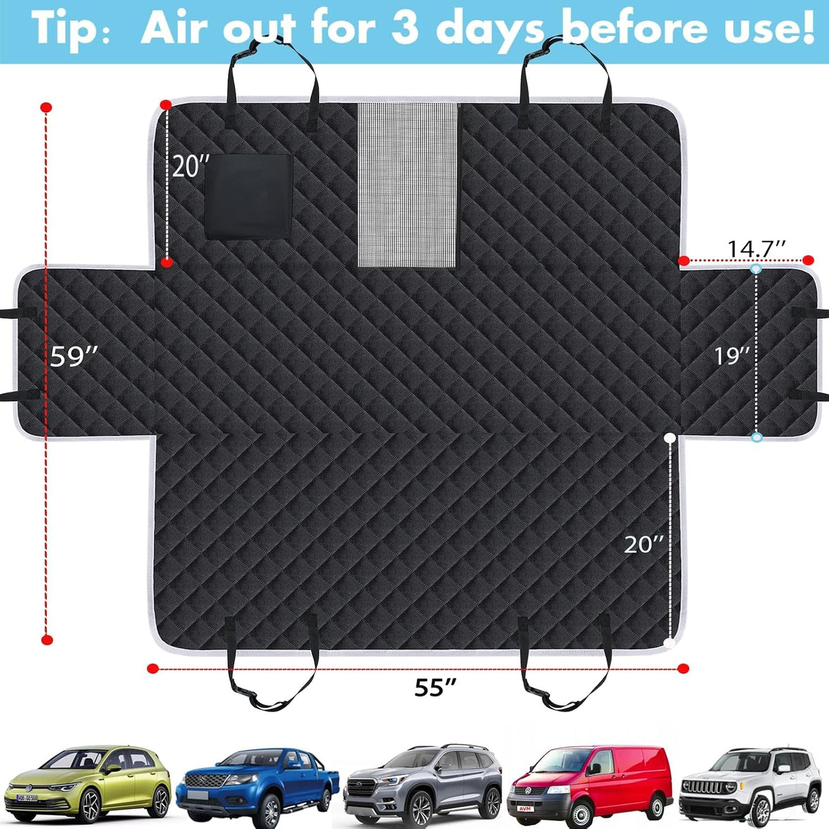 Meolsaek Dog Car Seat Cover, Mesh Window Hammock Back Seat Cover for Dogs