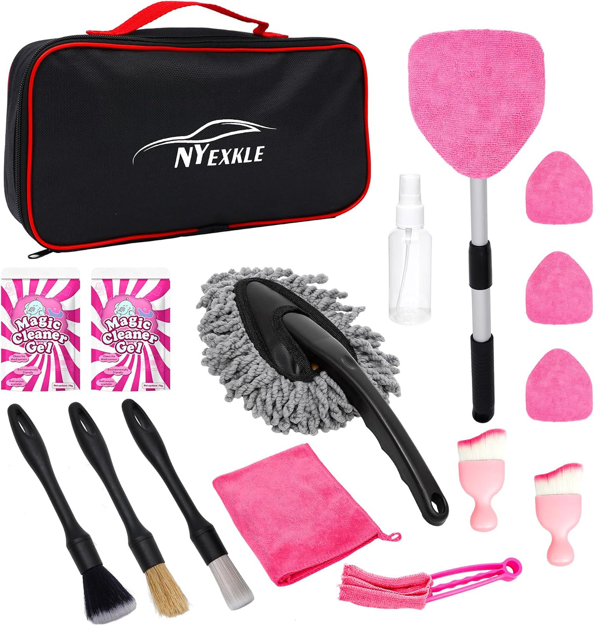 Car Interior & Windshield Cleaner Tool, 16Pcs Car Detailing Kit