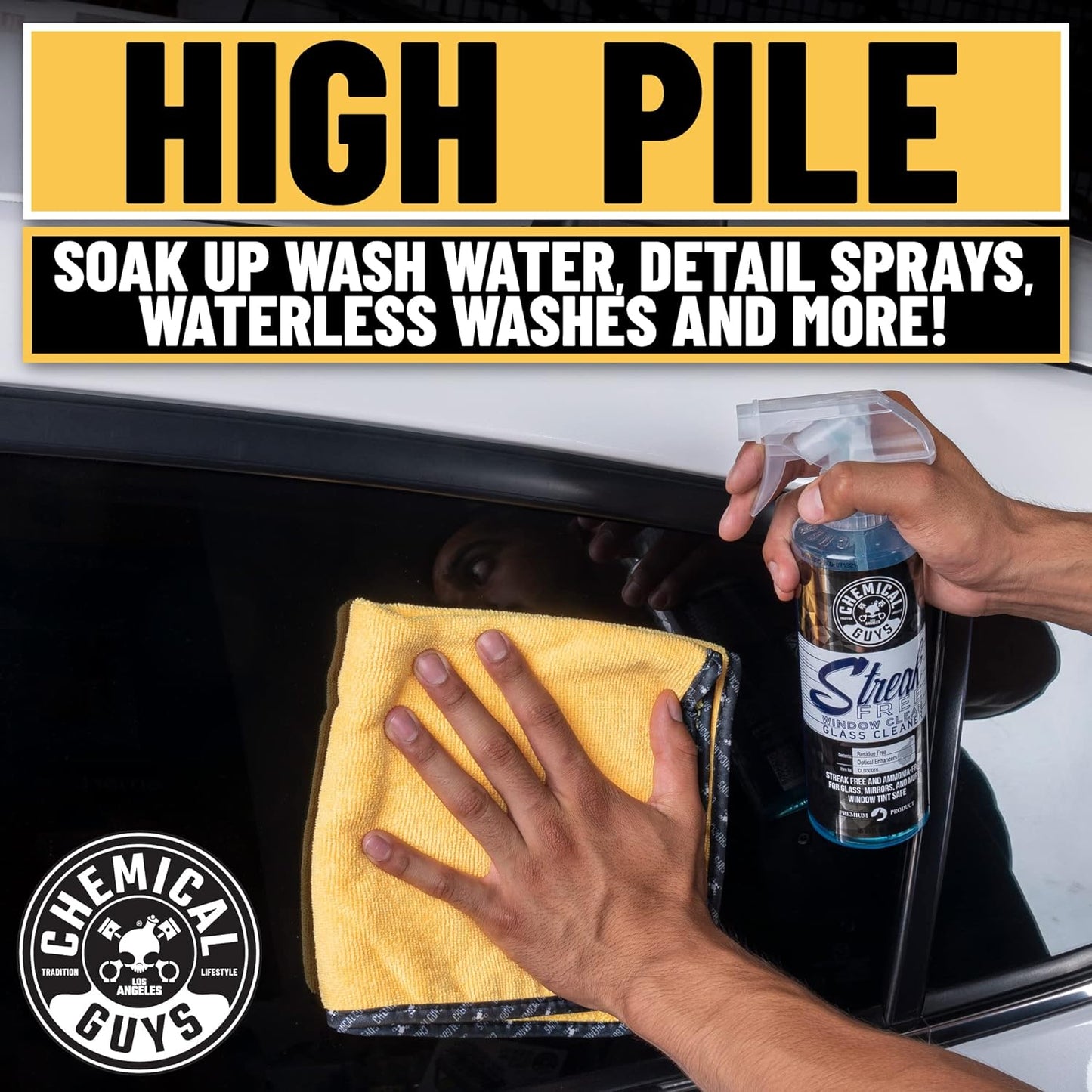Chemical Guys SPI22616 HydroThread Ceramic Fabric Protectant & Stain Repellent + SPI_191_16 Lightning Fast Carpet & Upholstery Stain Extractor + MIC_506_03 Premium Microfiber Towels (16"x16")