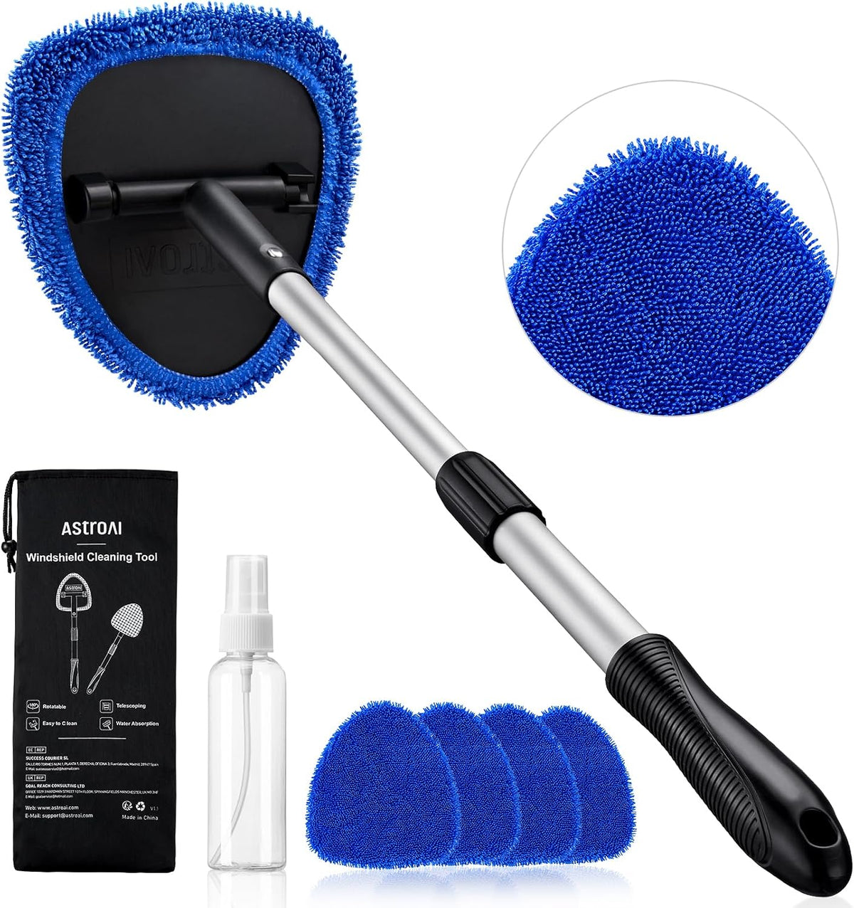 AstroAI 26" Super-Long Windshield Cleaner Tool & Car Interior Detailing Kit