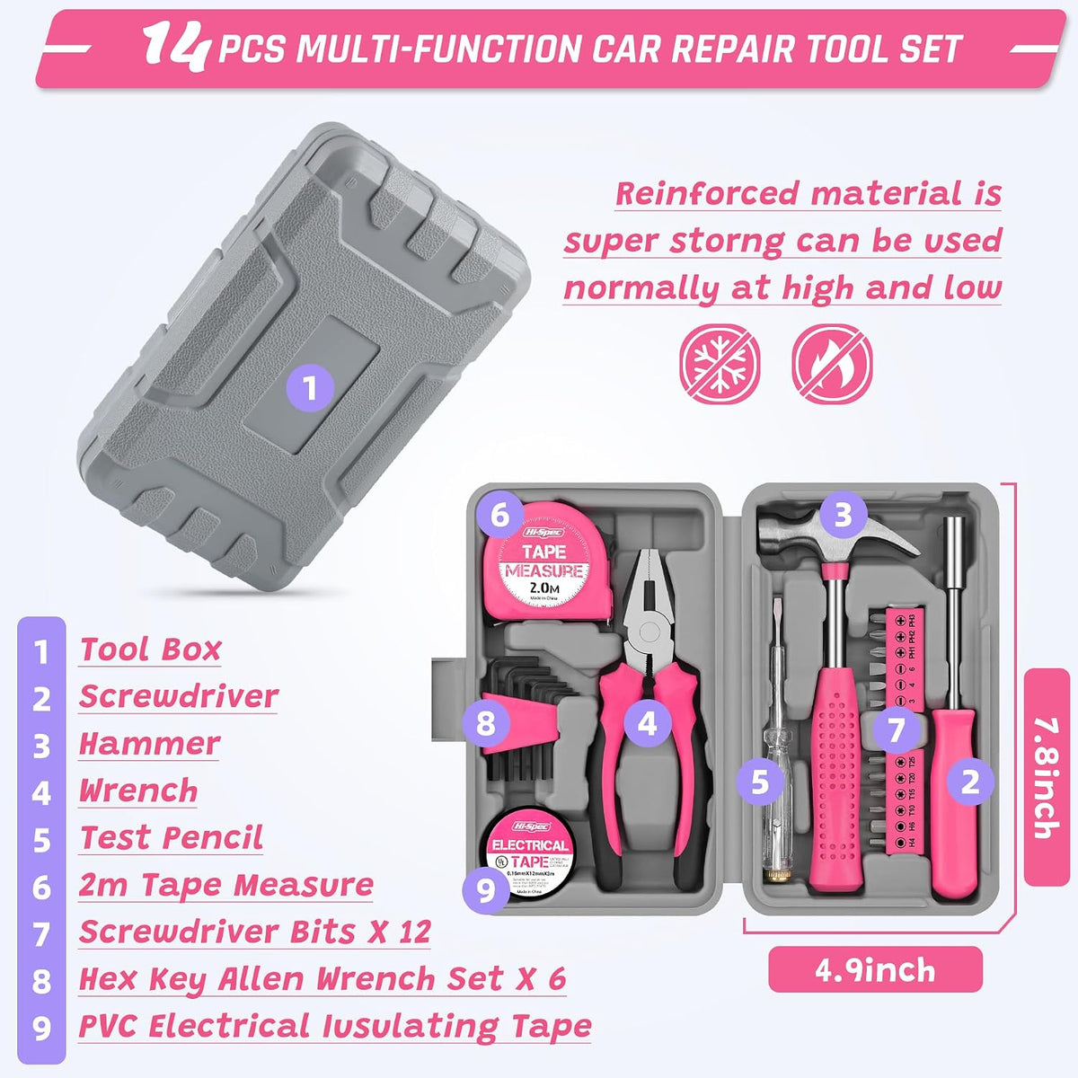 298PCS Roadside Emergency Car Kit- Car Emergency Kit with Jumper Cables, Roadside Emergency Kit for Vehicles, Emergency Car Kit, Car Safety Kits, Gloves,Tow Strap,Tool Kit,Reflective Warning Triangle