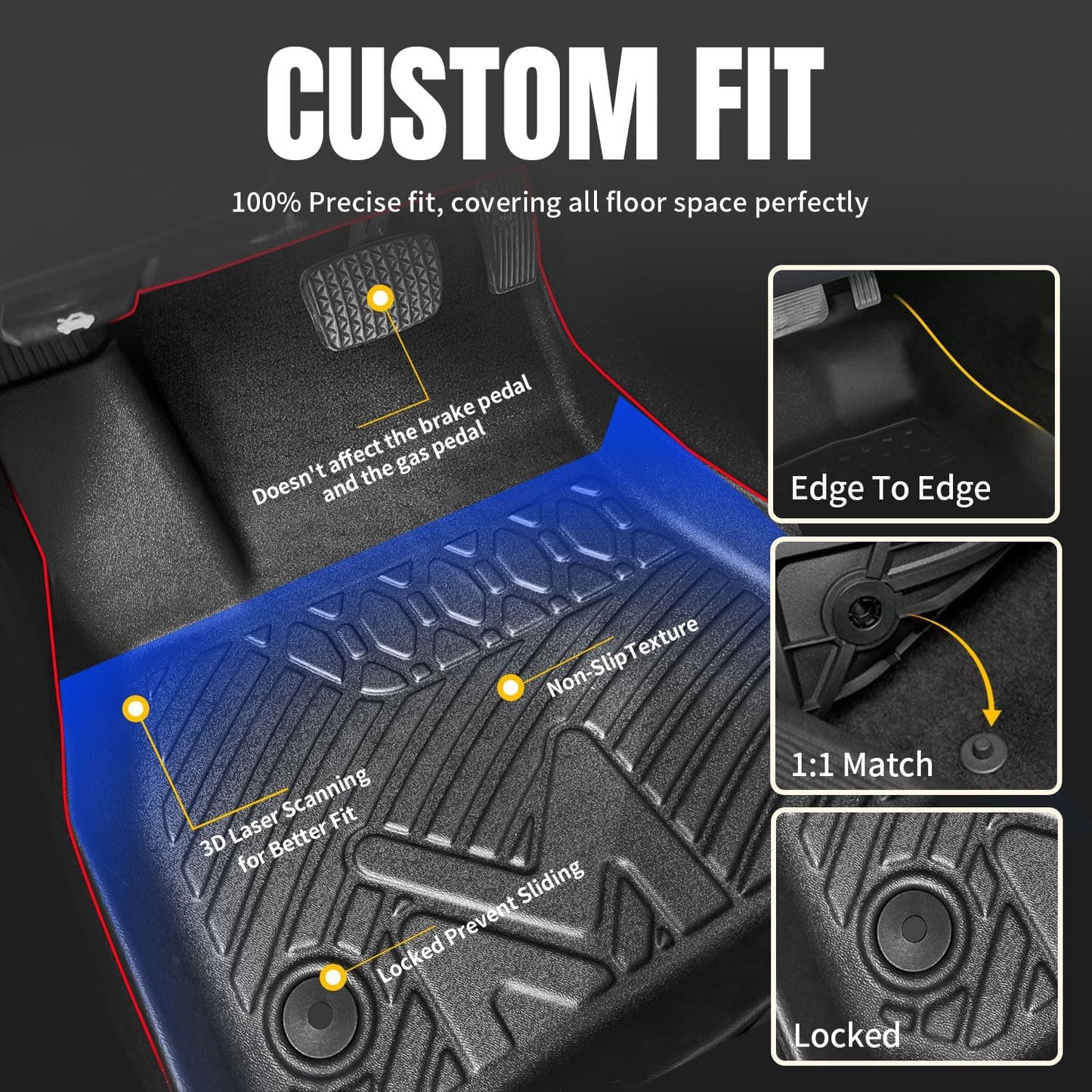 TPE Automotive Floor Mats & Cargo Liner Custom for 2021-2026 Nissan Rogue (Not for Sport), All Weather Cover Protection Waterproof Black Floor Liner Front & Rear Row Full Set Car Mats, 4PCS