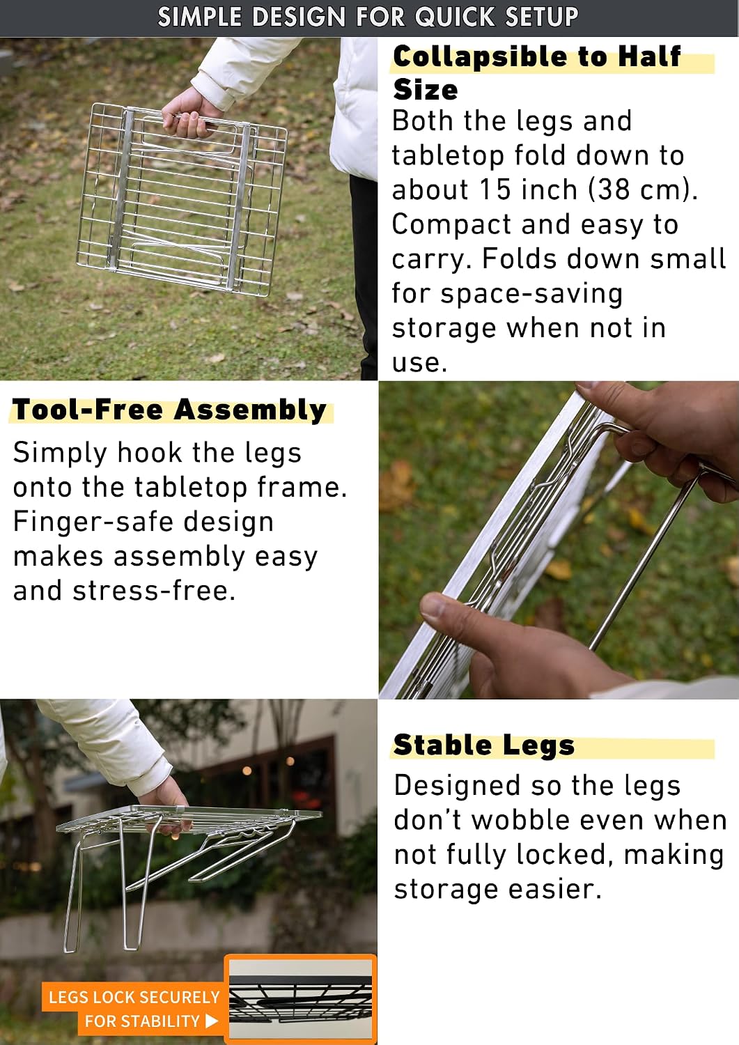 CAMPINGMOON Expandable Slim Camping Rack Foldable Gear Shelf for Tent Camping, Car Camping, RV Trips, Stackable Portable Outdoor Storage FD-22