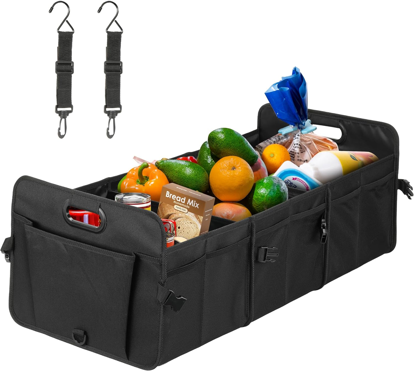Simple Deluxe Car Trunk Organizer, 2 Compartments Collapsible Trunk Storage, Anti-slip Design, Made of Waterproof 600D Oxford Polyester, Suitable for SUV, Minivan, Standard Size, Red, 2 Pack