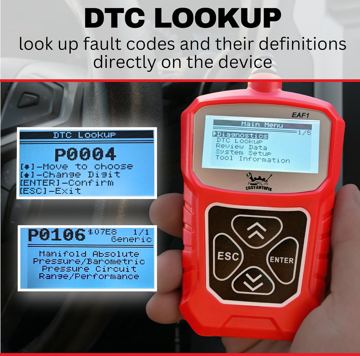 EAF1 OBD2 Car Scanner - Professional Automotive Diagnostic Tool Code Reader for Engine Light OBDII Scanner for Car Live Data Engine Code Reader Scan Tool Automotive Tools for Mechanics