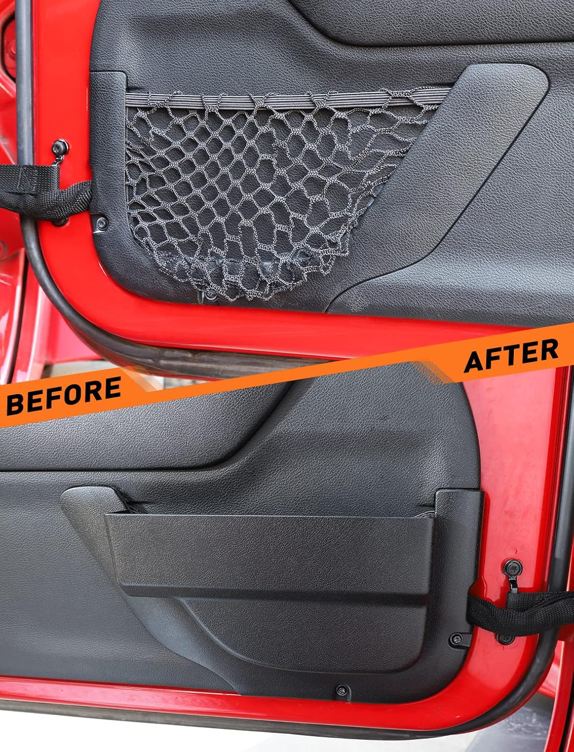 Savadicar DP4 Front Door Storage Pockets Without Cup Holder, Side Insert Box Organizer for 2011-2018 Jeep Wrangler JK JKU 2/4 Door, Interior Expansion Accessories, Patented Design, Black, 2 PCS