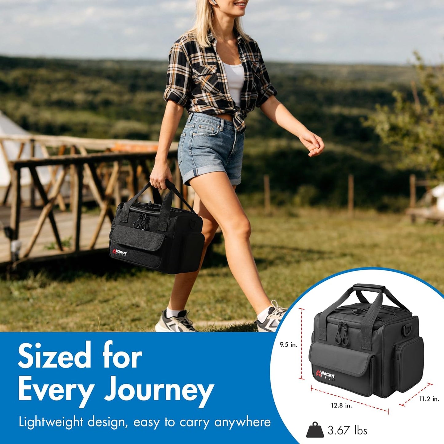 Wagan EL6234 14L Electric Cooler Warmer Bag 14 Liter Capacity Portable Thermoelectric Car Cooler with 12V DC, Soft-Sided Travel Cooler Warmer for Car, Truck, RV and Camping Use