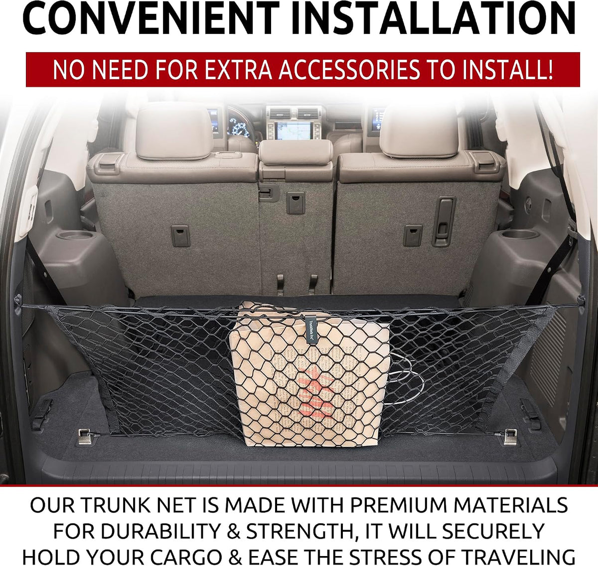 Envelope Style Automotive Elastic Trunk Mesh Cargo Net Compatible with Lexus GX460 2010-2023 - Premium Trunk Organizers and Storage - Luggage Net for SUV