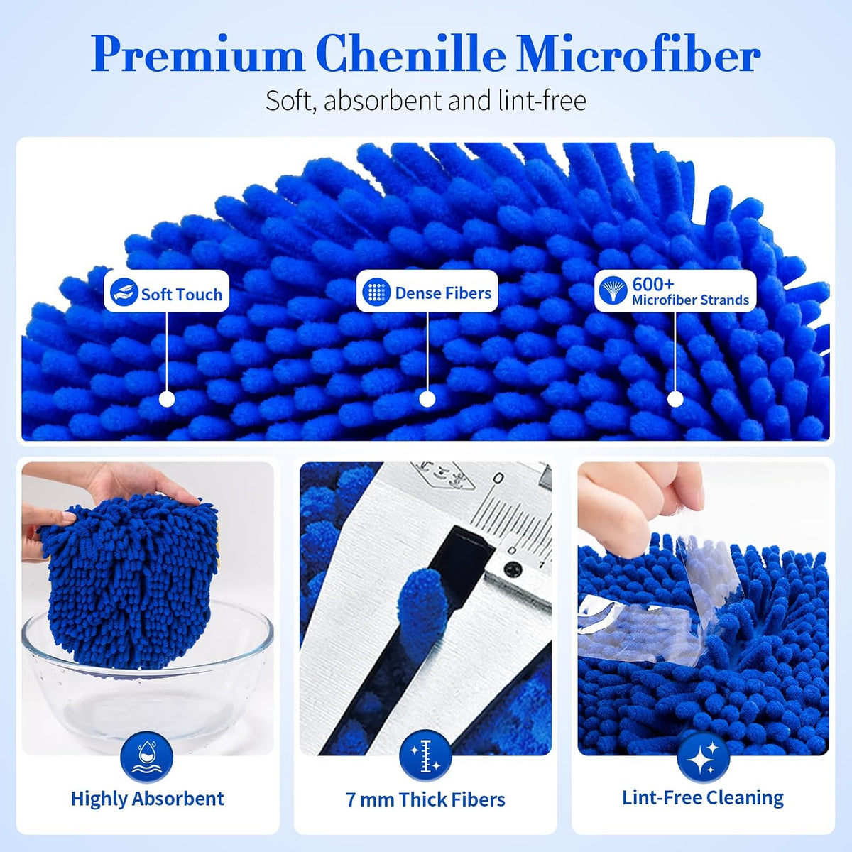 HIPPIH 62" Car Wash Brush kit with Long Handle & 3 Scratch-Free Refill Mitt