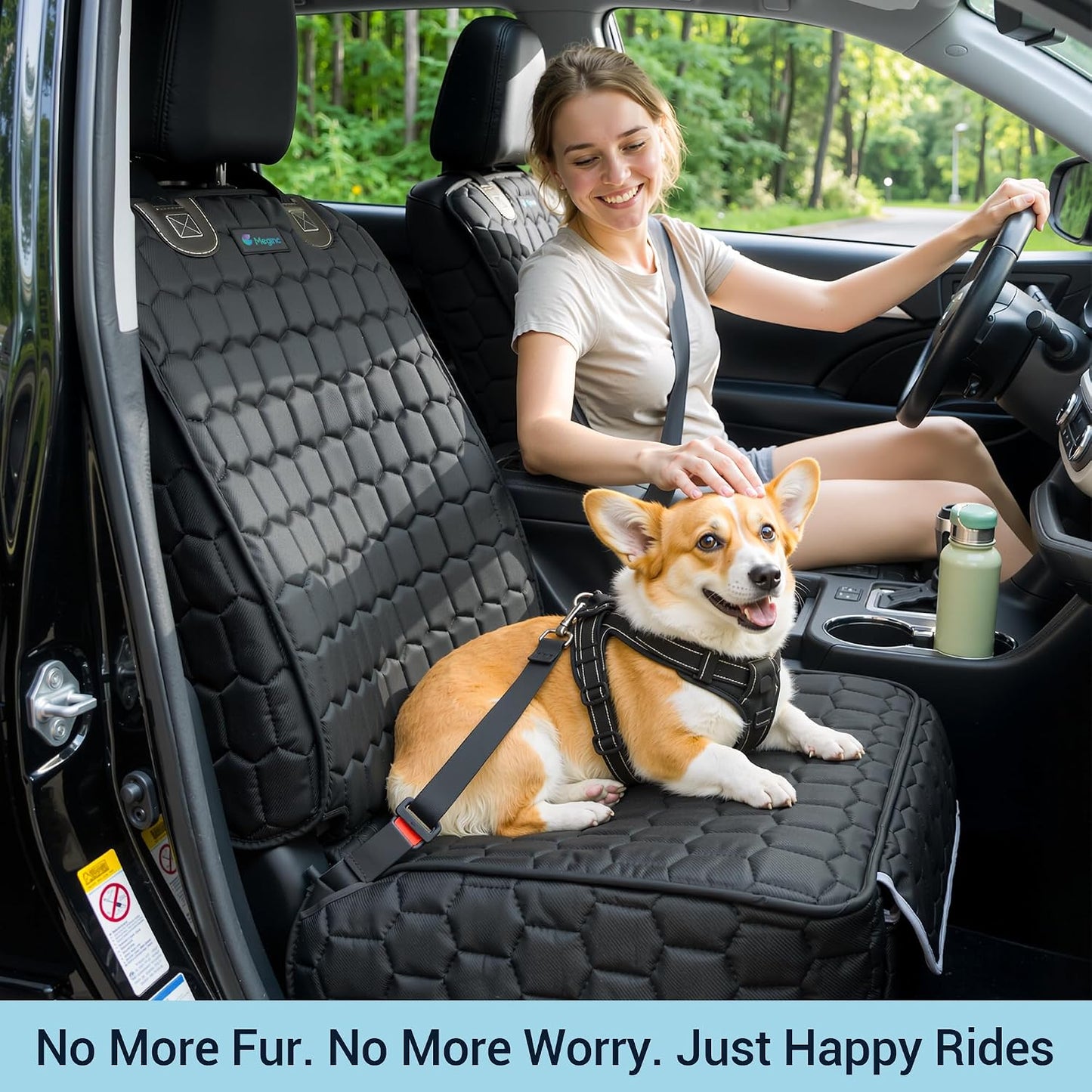 Meginc 2 Pack Front Seat Covers for Dogs, 600D Waterproof Dog Car Seat Covers with Side Flaps Non Slip Scratch Proof, Captain Chair Car Seat Protector Cover for Pets & Daily Use, Fits Cars SUV Trucks