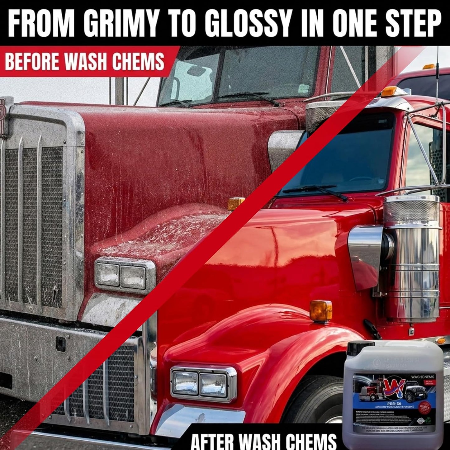 Wash Chems Pro 50 Touchless One Step Car Wash Detergent Soap Concentrate No Brushing, Commercial Grade Professional Auto Foam Cleaner Also Great for Trucks & Tractors