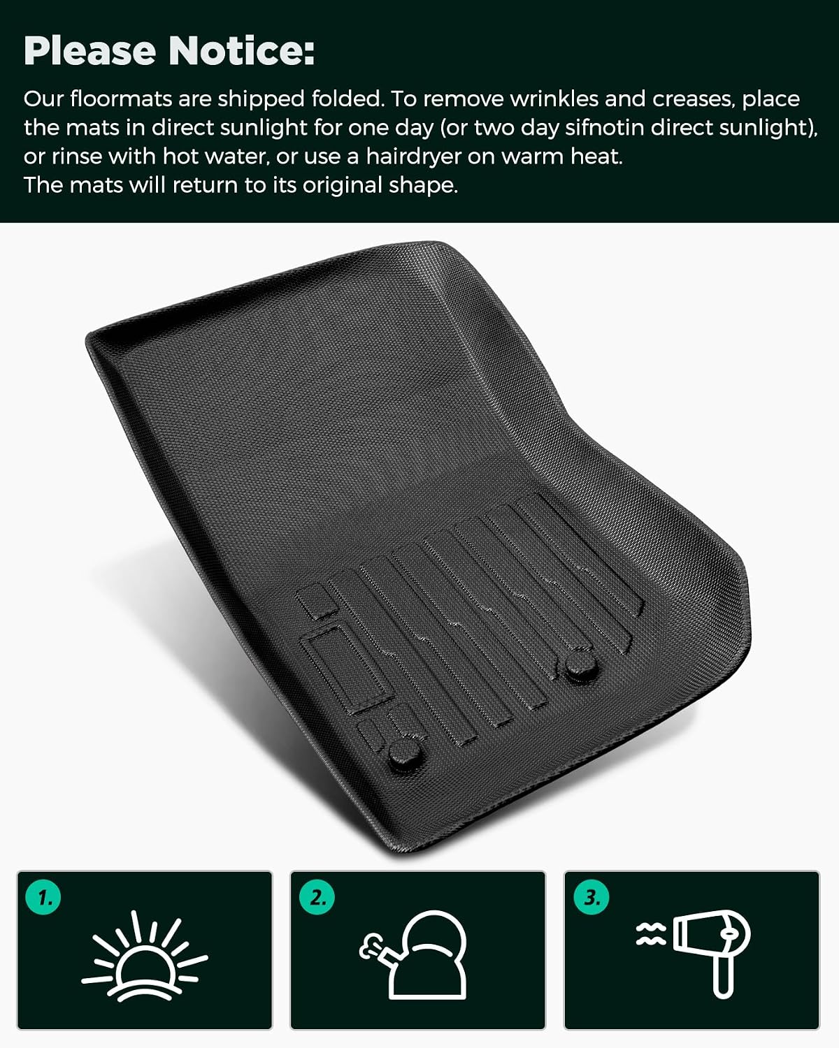 Floor Mats for Jeep Wrangler JK 2007-2018 Unlimited 4-Door (Not JL/2-Door)