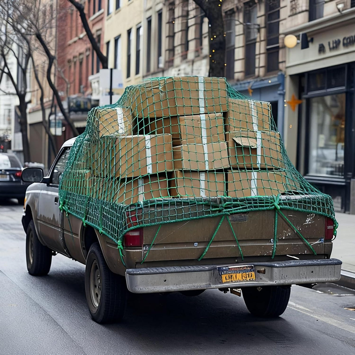SATINIOR 24 x 12 ft Heavy Duty Cargo Net Truck Bed Network Cover with 18pcs Ropes Bungee Cargo Net Car Sealing Network Rope for Trailer Pickup Truck