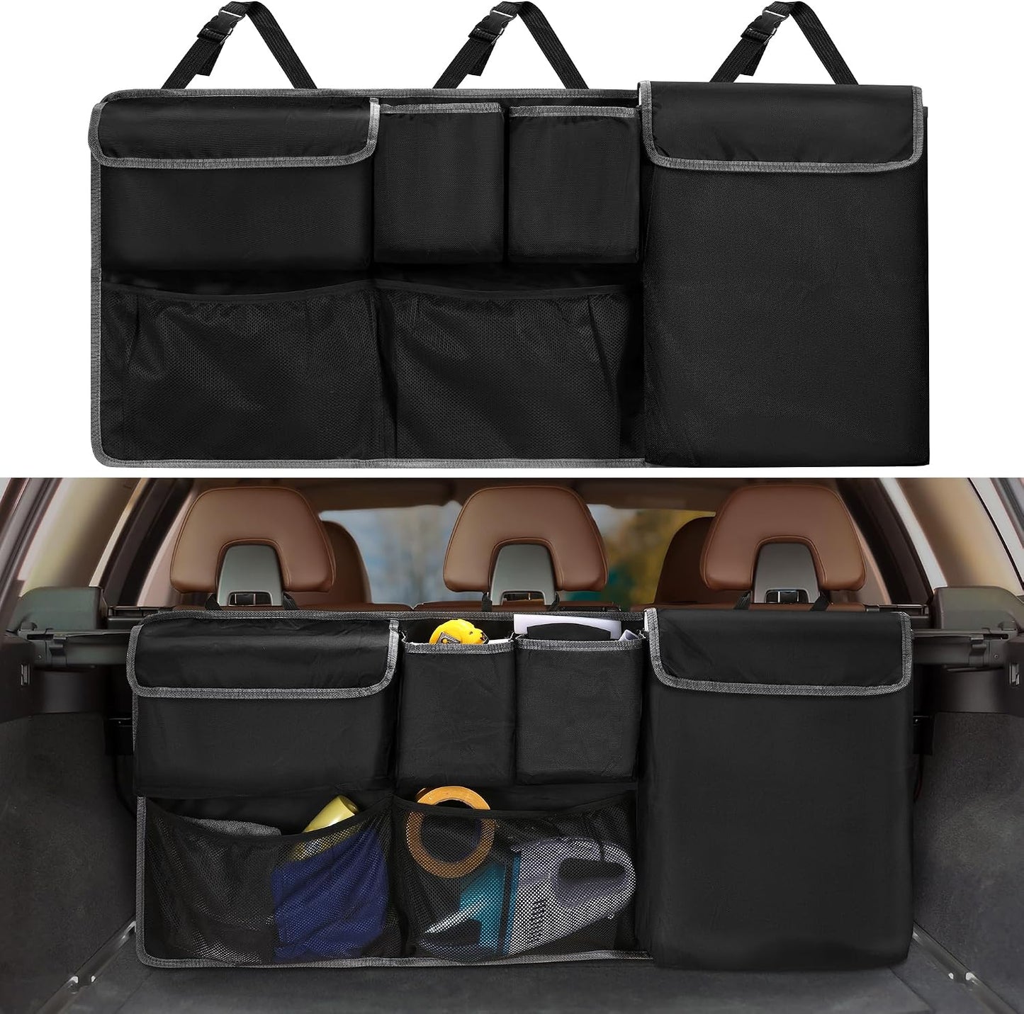 XHRING Car Trunk Organizer Storage Backseat Hanging Bag for Jeep Wrangler Grand Cherokee Renegade Cherokee Compass JL Wagoneer Patriot Liberty JK TJ Commander 2/4 Door SUV Accessories 2000-2025 2026