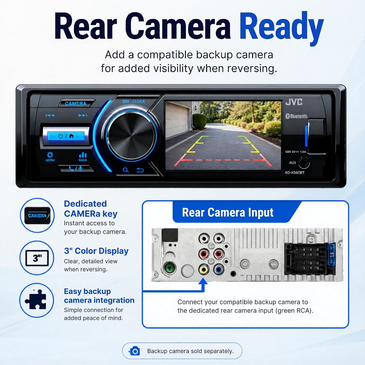 JVC - KD-X560BT - Digital Media Car & Marine Bluetooth Receiver iPhone/Android/USB/AUX Car Stereo with Rear Camera Input