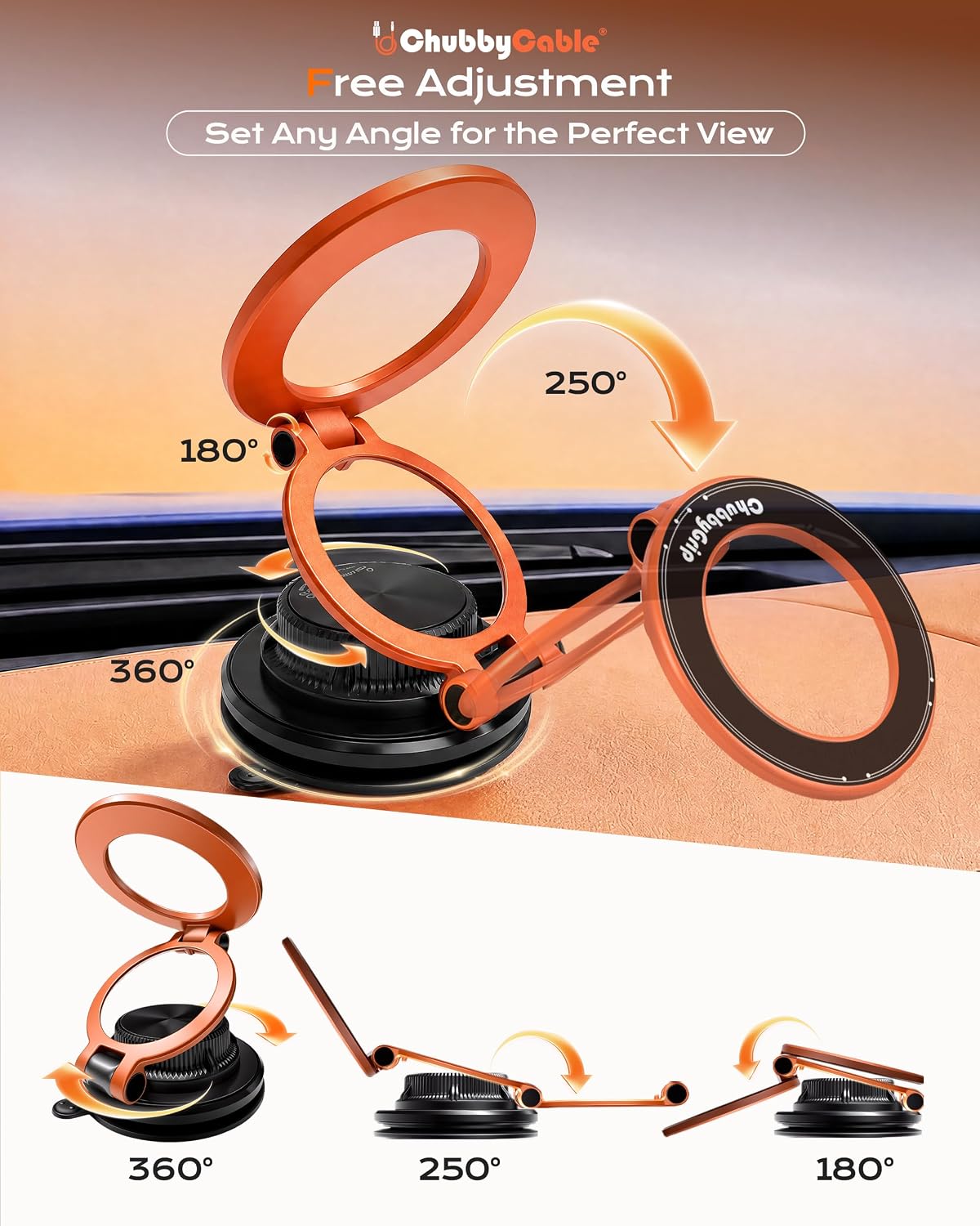ChubbyGrip AirVac Vacuum Magnetic 360° Adjustable Phone Mount