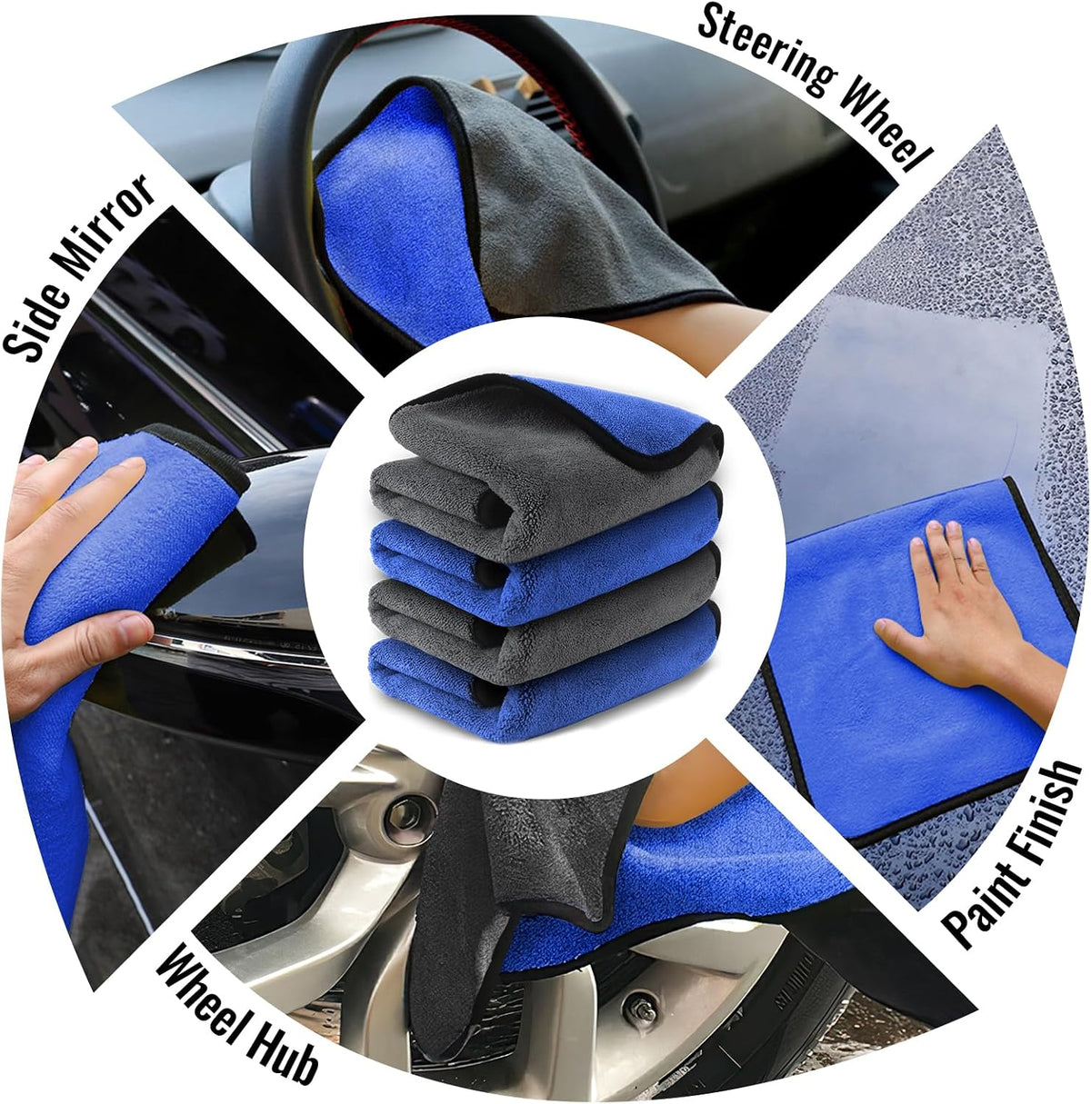 Airlab Microfiber Towels Cars Wash Drying Cleaning Cloth, Blue & Grey