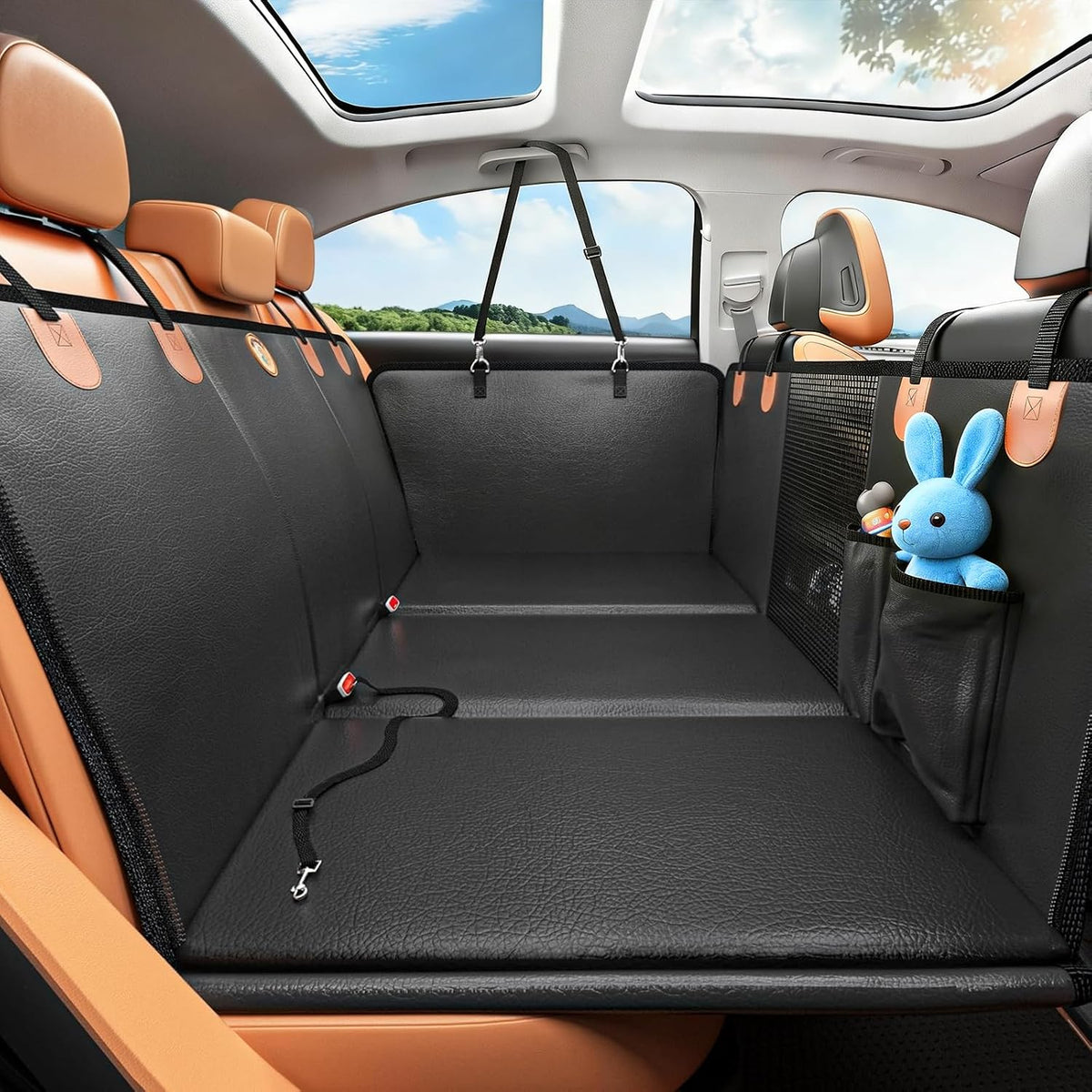 MYJAQI Back Seat Extender for Dogs, Hard Bottom Dog Truck Car Seat Cover