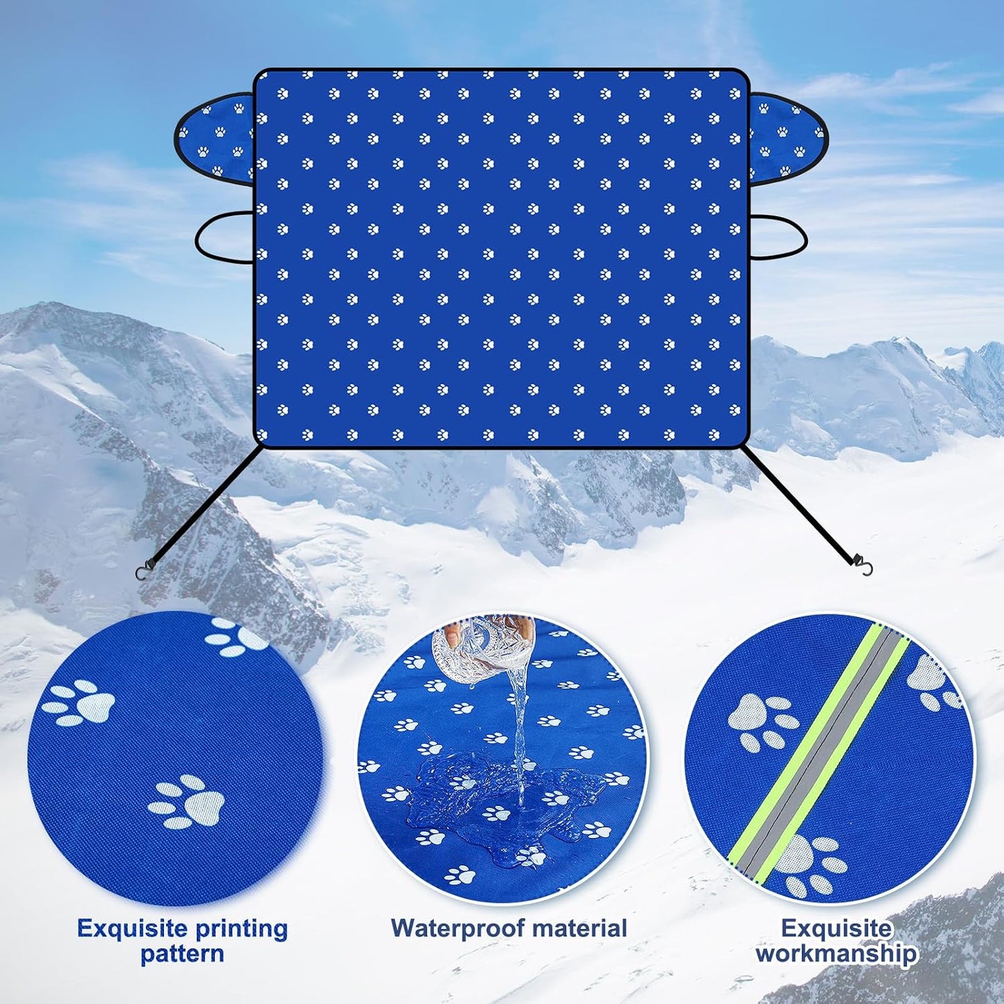 Tallew 5 Pcs Windshield Cover for Ice Kit Winter Windshield Snow with Side Mirror Cover Ice Snow Scraper, Brush and Glove Waterproof Frost Removal Guard Wiper Protector