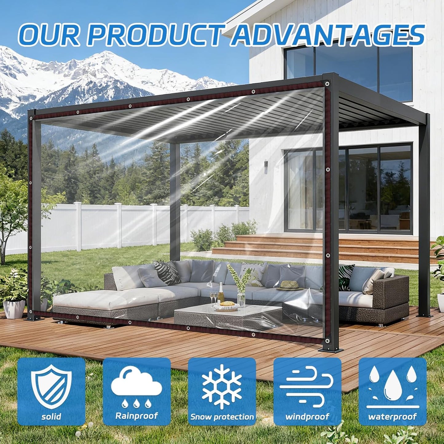 Clear Tarps 7x12ft, Waterproof Tarp Transparent with Grommets for Outdoors Anti-Tear for Chicken Coops Covering Firewood