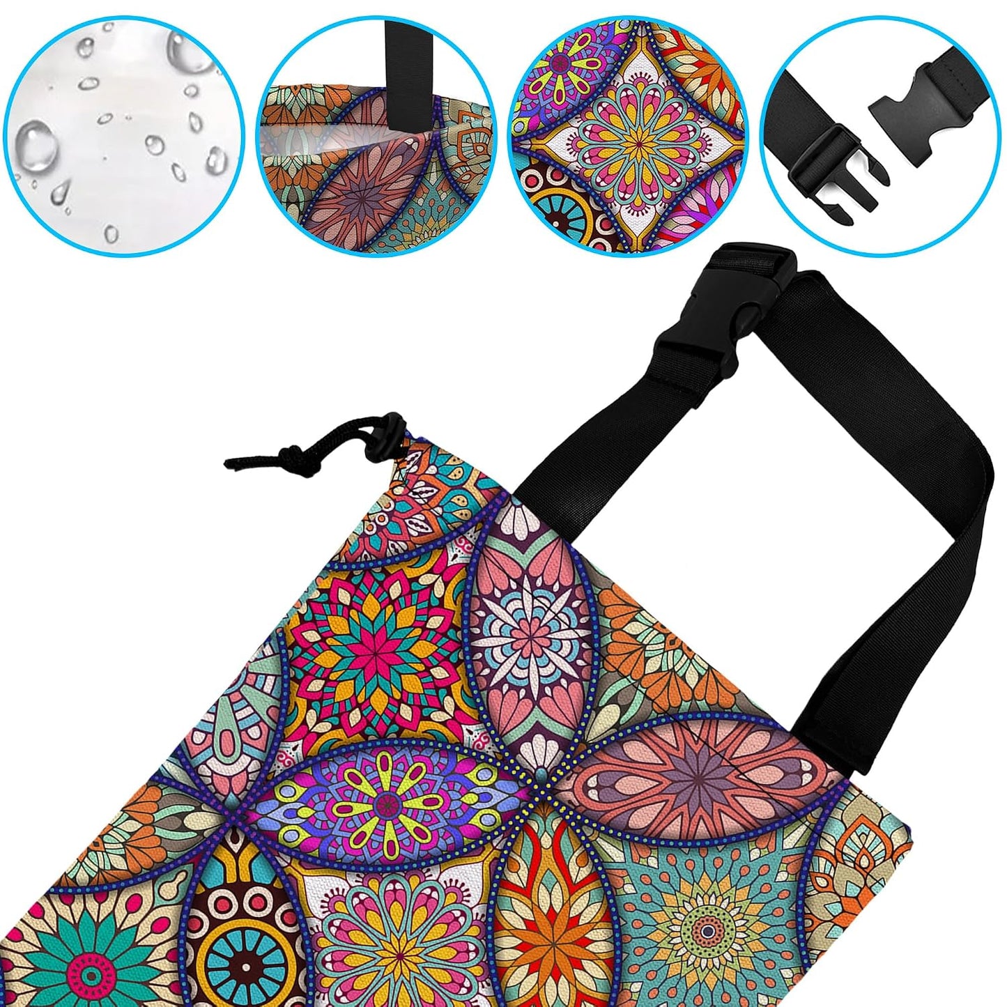 Car Trash Bag Hanging Mandala Flower Car Trash Can Waterproof Garbage Bag Hanging for Car Back Seat
