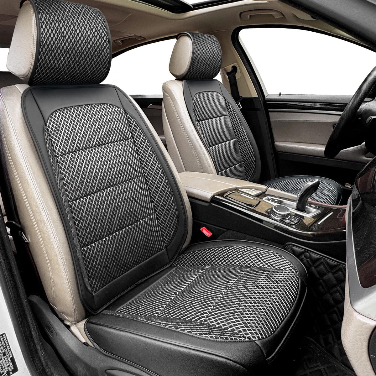 2 Pack Black Ventilated Cooling Car Seat Covers for Summer