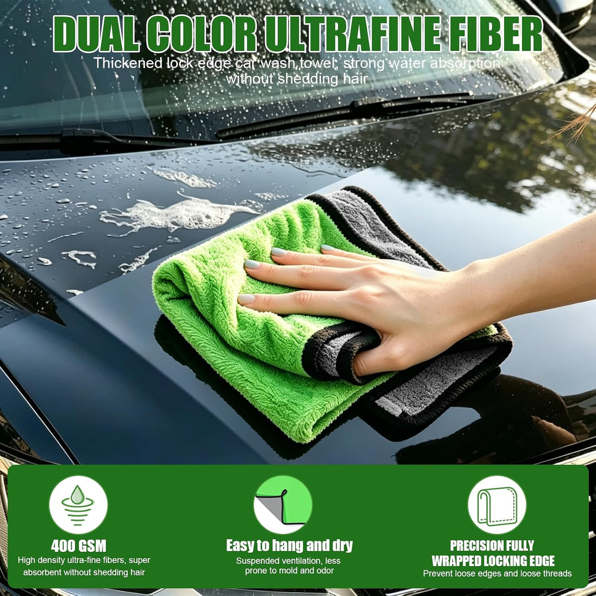 6PCS Microfiber Car Wash Mitt - Car Wash Gloves Kit with Microfiber Cleaning Cloth and Car Wash Sponge for Car Washing, Trucks, SUVs, Motorcycles Cleaning Detailing Polish