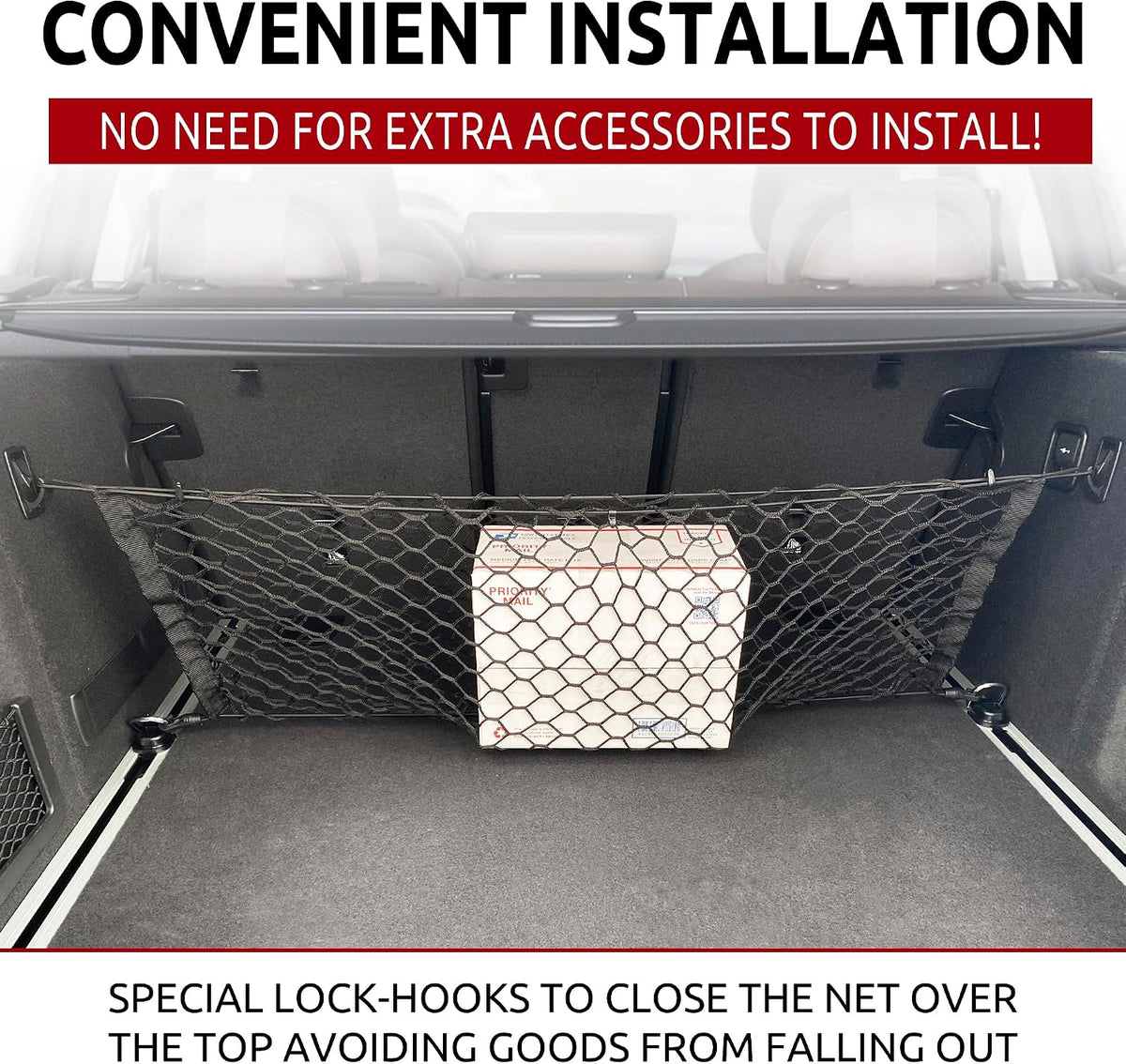 Envelope Style Automotive Elastic Trunk Mesh Cargo Net for BMW X3 Accessories 2017-2025 - Premium Trunk Organizers and Storage - Luggage Net for Crossover - Best Car Organizer for BMW X3